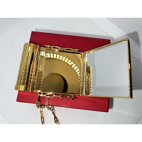 Nwot Valentino Rockstud goldtone miniaudière mirror - Picture 4 of 12